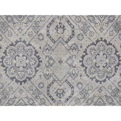 11'10"X14'9" Gray Jewellery Design Pure Wool Hand Knotted Oversized Rug