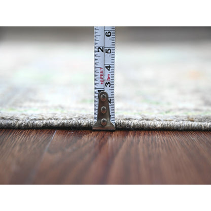 2'10"X10'4" Brown Hand Knotted Angora Oushak Leaf Design Wool Runner Rug