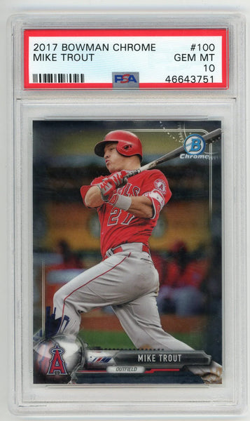 Mike Trout 2017 Bowman Chrome #100 Psa Mt 10