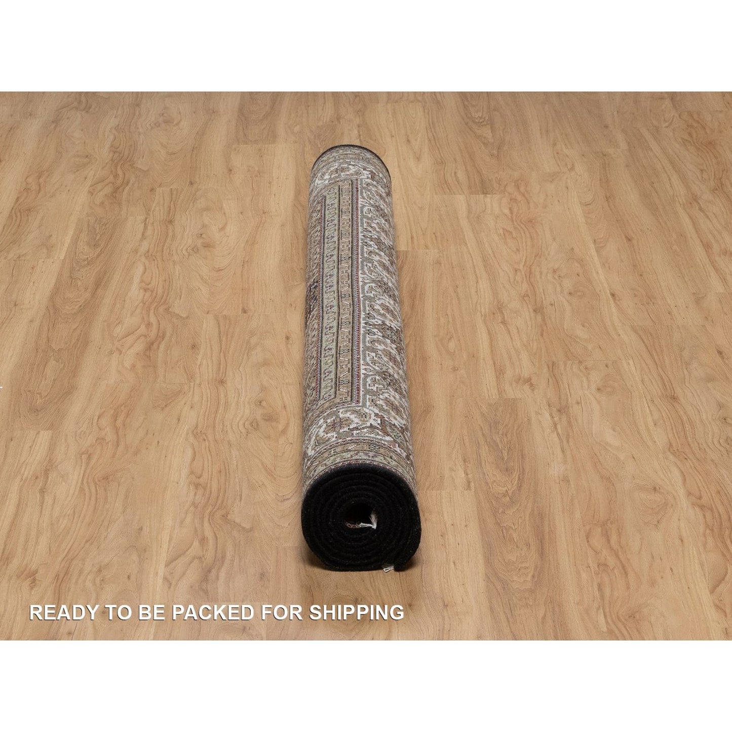 6'X9'1" Black Tebraz Mahi With Medallion Design Hand Knotted Wool Rug