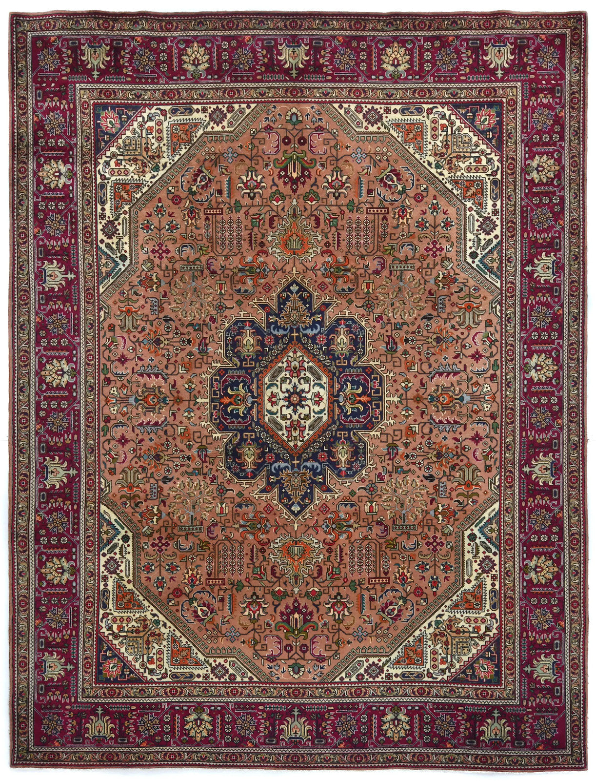 Oriental Rug Hand Knotted Vintage Carpet Medallion Design Dining Room