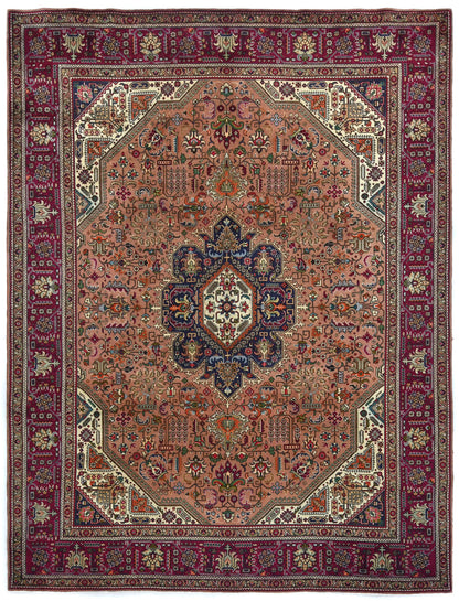 Oriental Rug Hand Knotted Vintage Carpet Medallion Design Dining Room