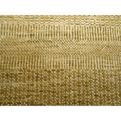 9'X12'1" Brown Wool & Silk Hand Knotted Modern Grass Design Oriental Rug