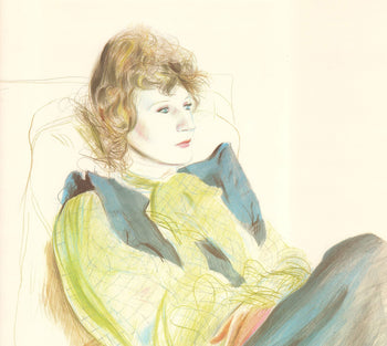 David Hockney Portrait Of Celia Wearing Checkered Sleeves 