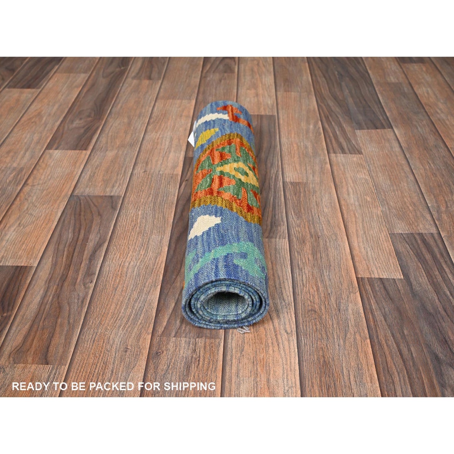 1'10"X5' Colorful Afghan Kilim 100% Wool Rug Flat Weave Hand Woven Runner