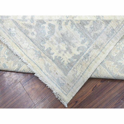 Rug 8'1"x9'8"Gray Afghan Angora Oushak Hand Knotted Natural Wool Oriental