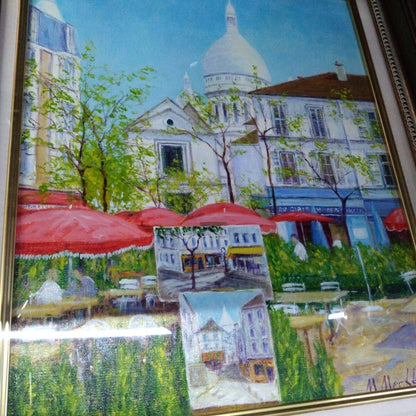 Michel Meszkour Place Du Tertre, Montmartre Original Oil Painting 2006 Signed