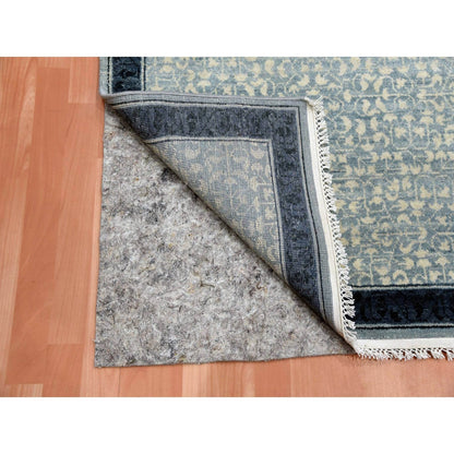 3'1"X5'2" Blue Modern Design Hand Knotted Natural Wool Oriental Rug