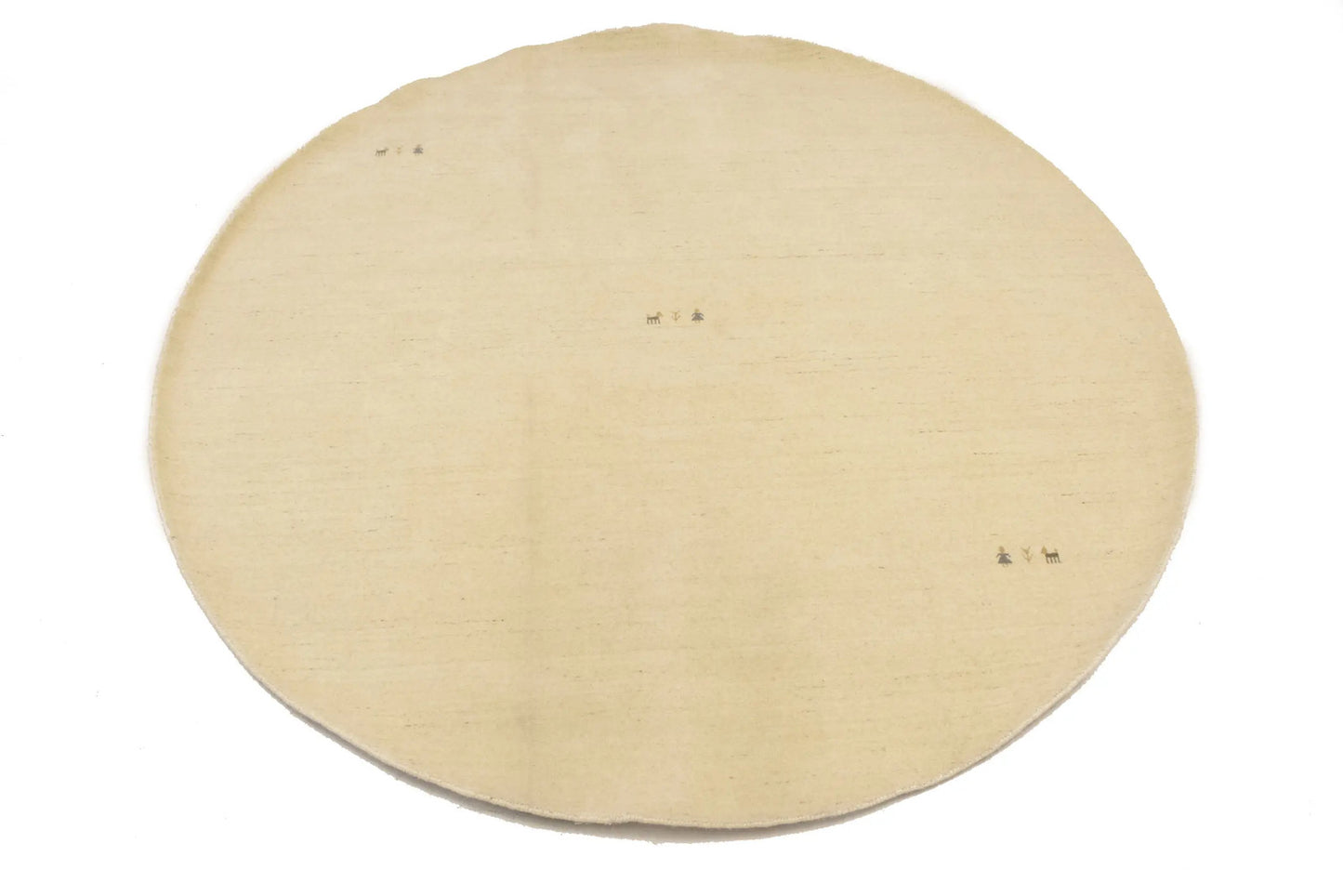 Handmade Round Oatmeal Tribal Pictorial Gabbeh Rug Modern Decor
