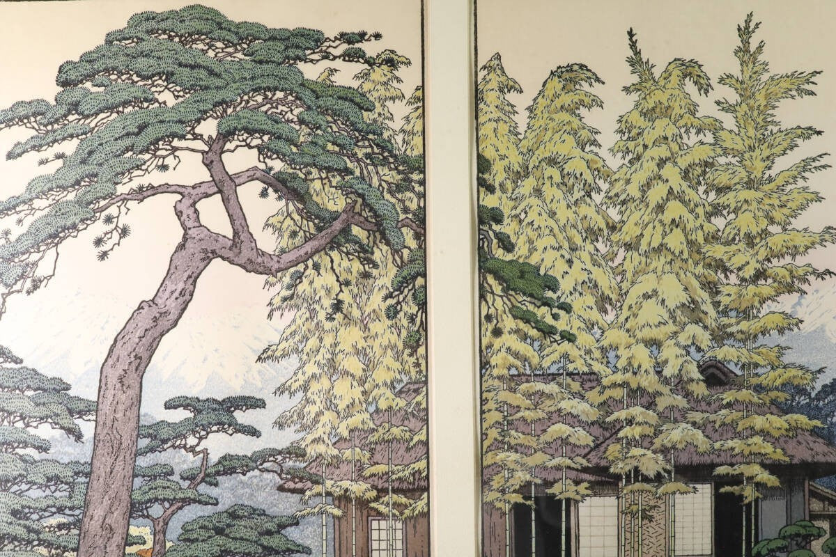 Toshi Yoshida Early Spring Three Friends Original Woodblock Print Set of 3