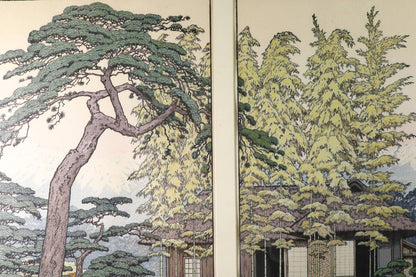 Toshi Yoshida Early Spring Three Friends Original Woodblock Print Set of 3