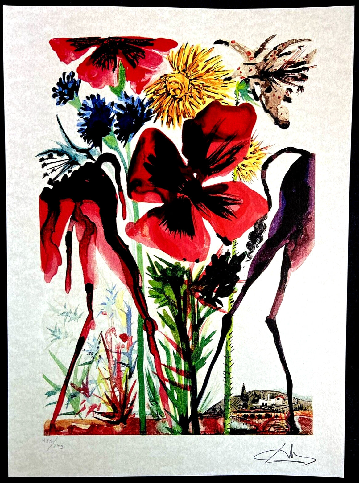 Salvador Dal Lithograph From An Drawing Coa Signed Op Rare