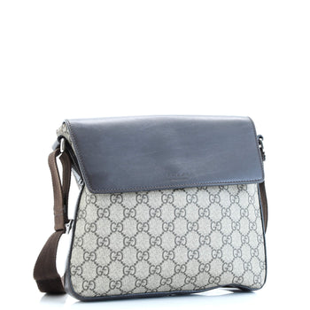 Gucci Flap Messenger Bag Gg Coated Canvas With Leather Medium