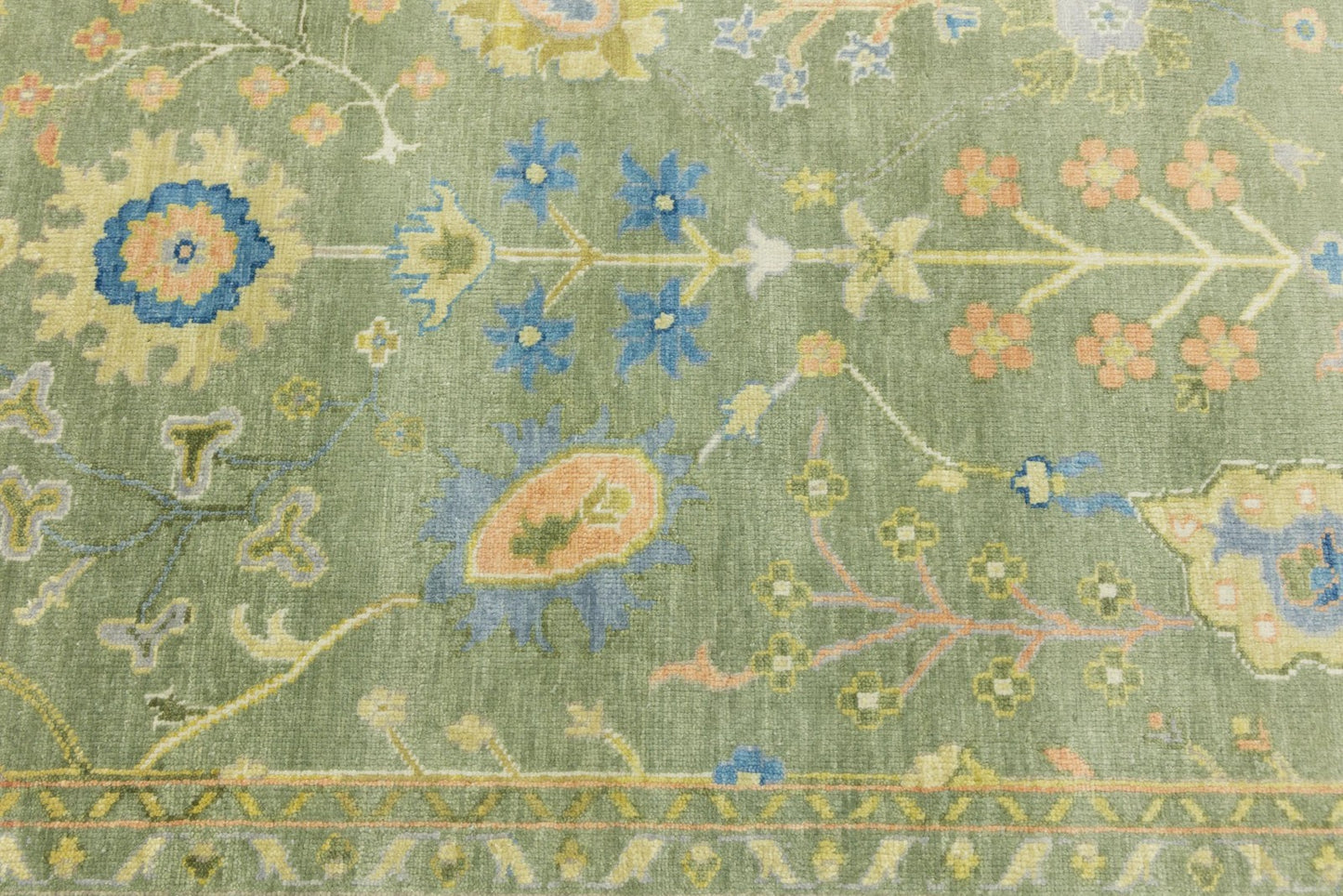 Large Handmade Olive Green Chobi Wool Tree of Life Rug 8X10 ft