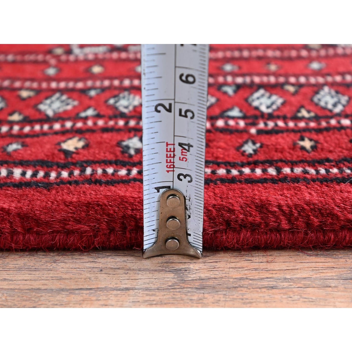 2'2"X5'8" Red Princess Bokara Medallions Hand Knotted Soft Wool Runner Rug