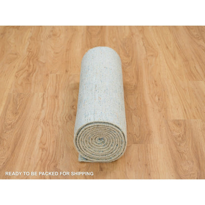 2'6"X12' Gray Modern Jacquard Hand Loomed Wool And Silk Runner Rug