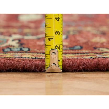 2'6"X10'1" Red Hand Knotted Fine Heris Re-Creation Wool Runner Rug