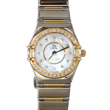 18K & Stainless Steel Omega Watch Diamond Dial &