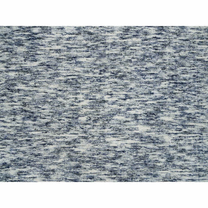10'X10' Blue Wool Hand Loomed Modern Striae Design Round Oriental Rug