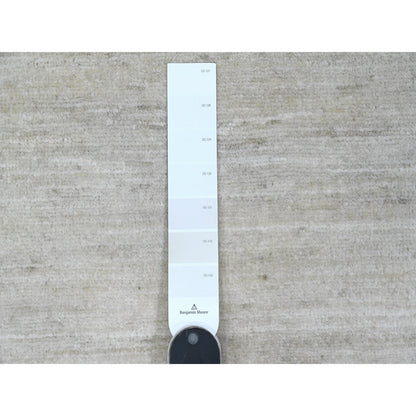 2'1"X3' Bone White Single Color Modern Peshawar Hand Knotted Wool Mat Rug