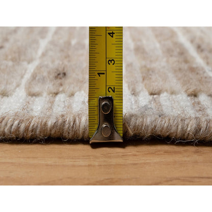 2'2"X3'1" Brown Modern Plain Decor Box Design Wool Loomed Knotted Mat Rug