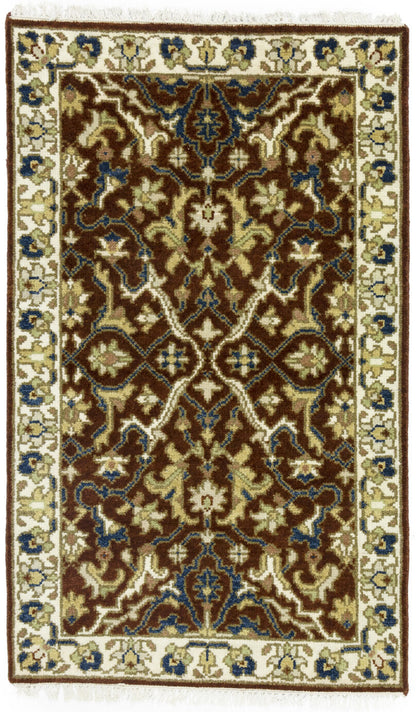 Handmade Rust Floral Chobi Rug Small Entryway