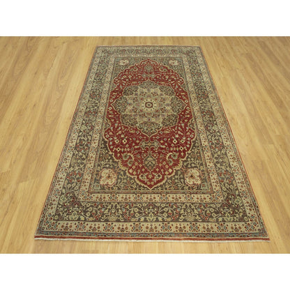 6'2"X9'1" Caliente Red Antiqued Haji Jalili Design Wool Hand Knotted Rug