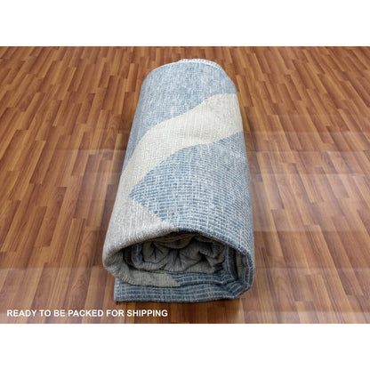 12'1"X18'4" Blue Art Deco Collection Wool Hand Knotted Oversized Rug