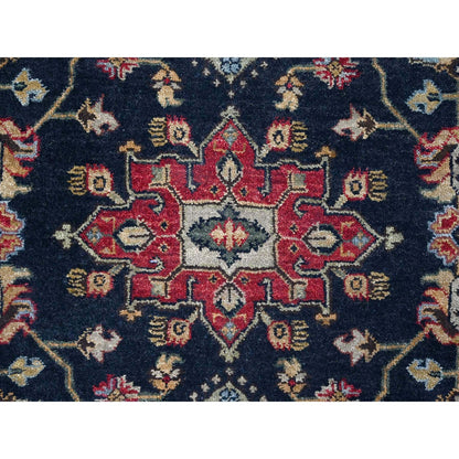 6'X9' Retro Black Hand Knotted Karjihooz Design Natural Wool Oriental Rug