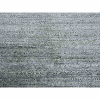 8'10"X8'10" Gray Silk Transitional Design Hand Knotted Square Rug