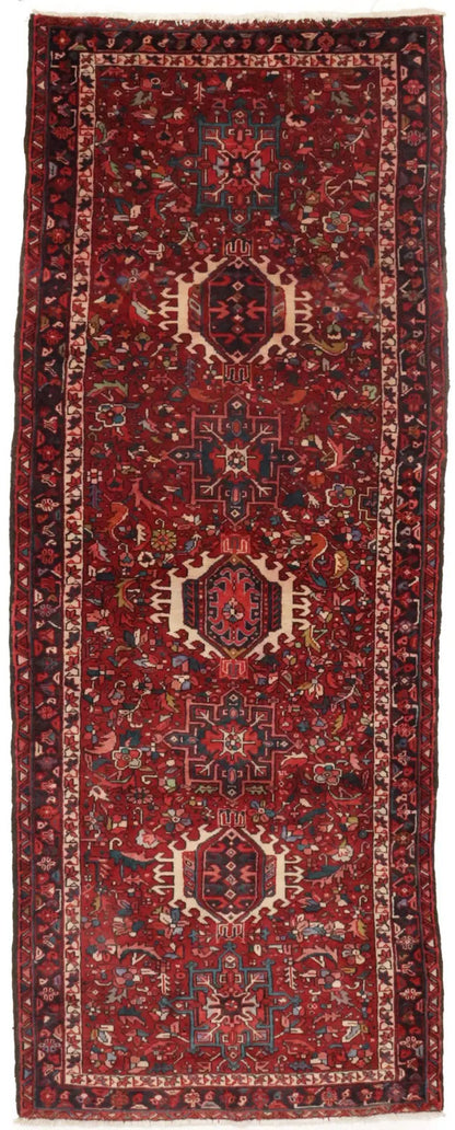 Karajeh Runner Rug Red Kitchen Carpet Vintage Oriental Design Geometric 4x11 ft
