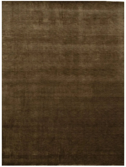 Brown Solid Design Hand-Loomed 9X12 Gabbeh Wool