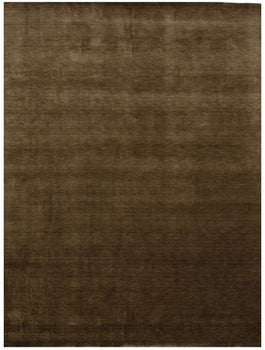Brown Solid Design Hand-Loomed 9X12 Gabbeh Wool