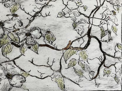 Joanne Isaac Original Etching "Dogwood Blossoms" 1980S Limited Edition Signed