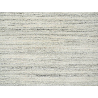 6'1"X6'1" Ivory Hand Loomed Undyed Natural Wool Modern Design Round Rug