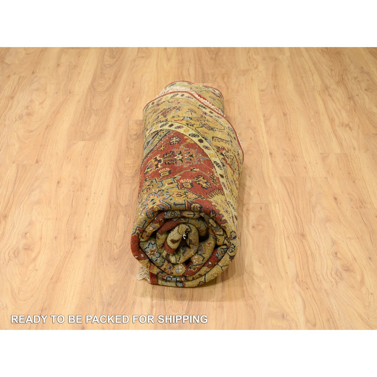 7'9"X7'9" Red Karjihooz Design Hand Knotted Pure Wool Oriental Round Rug