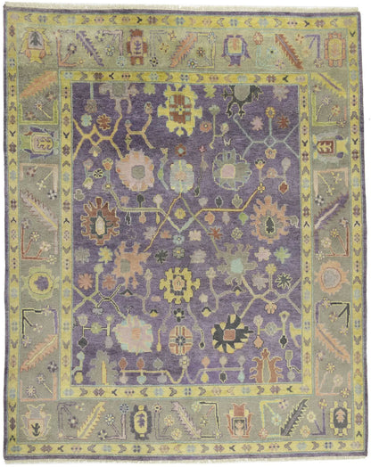 Hand-Knotted Muted Oushak Rug Colorfast Oriental