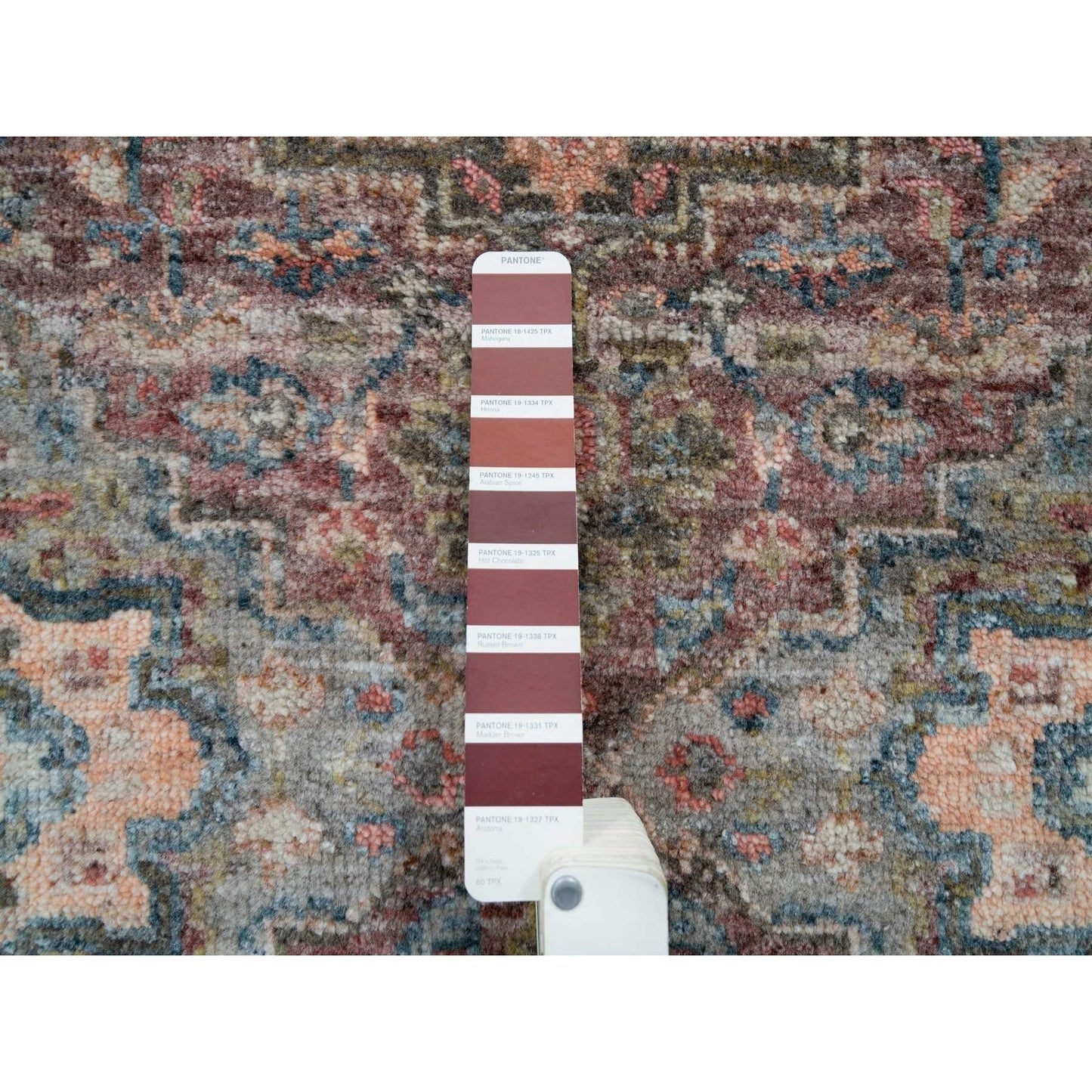 2'7"X7'10" Tuscan Red Wool Heris Revival Pile Hand Knotted Runner Rug