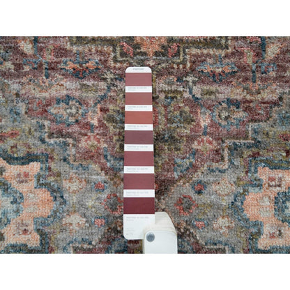 2'7"X7'10" Tuscan Red Wool Heris Revival Pile Hand Knotted Runner Rug