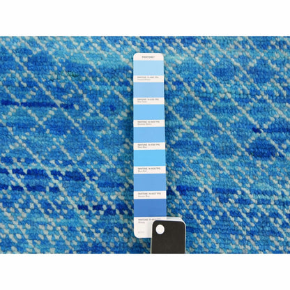 10'X14'3" Blue Pure Wool Hand Knotted Modern Chiaroscuro Collection Rug