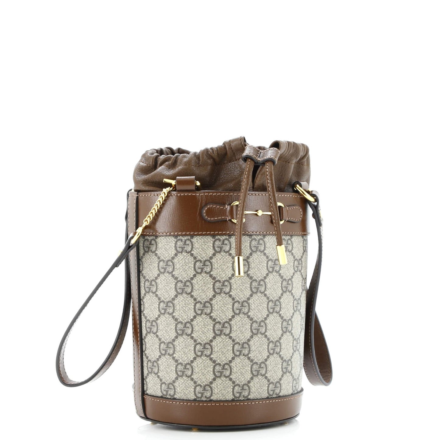 Gucci Horsebit 1955 Bucket Bag Gg Coated Canvas With Leather Small