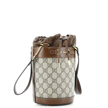 Gucci Horsebit 1955 Bucket Bag Gg Coated Canvas With Leather Small