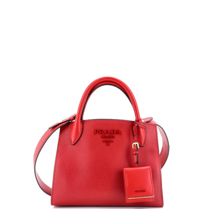 Prada Monochrome Tote Saffiano With City Calf Small