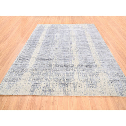 8'1"X9'10" Gray Hand Loomed Tone On Tone Transitional Erased Design Rug