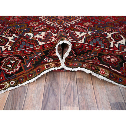 8'7'X11'1" Red Vibrant Wool Tribal Village Nomad Art Vintage Oriental Rug