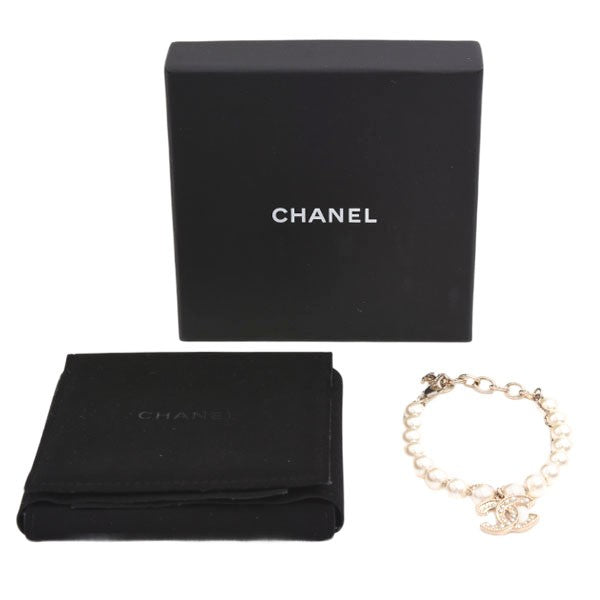 Chanel Bracelet Fake Pearl Chain Coco Mark Motif A19 Gp