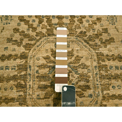 7'9"X10'1" Brown Arts And Crafts Design Natural Wool Hand Knotted Rug