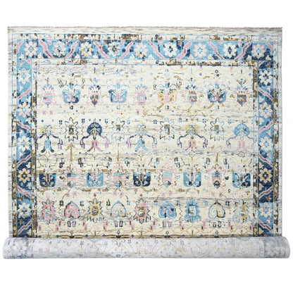 12'X17'9" Ivory Oushak Mahal Design Hand Knotted Oversize Oriental Rug