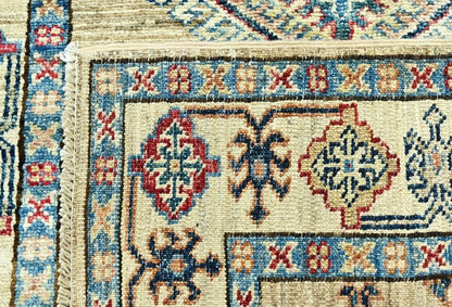 3X10 ft Beige Tribal Geometric Kazak Runner Wool