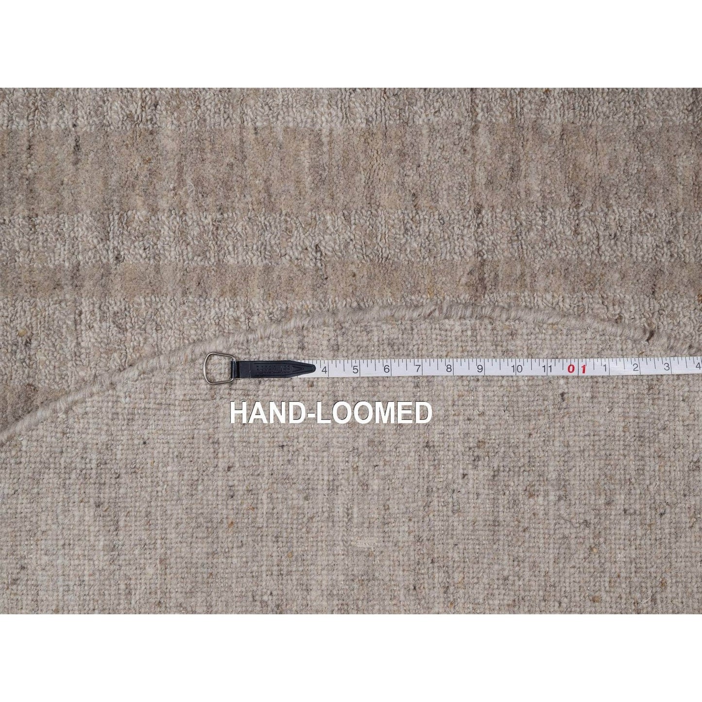 5'X5' Tan Brown Salt And Pepper Design Hand Loomed Natural Wool Round Rug